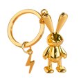 thumbnail image 2 of Sunjoy Tech Rabbit Keychain with Faux Leather Lanyard 3D Zinc Alloy Gift Mirror Shine Bunny Animal Key Ring Pendant Backpack Ornament, 2 of 5