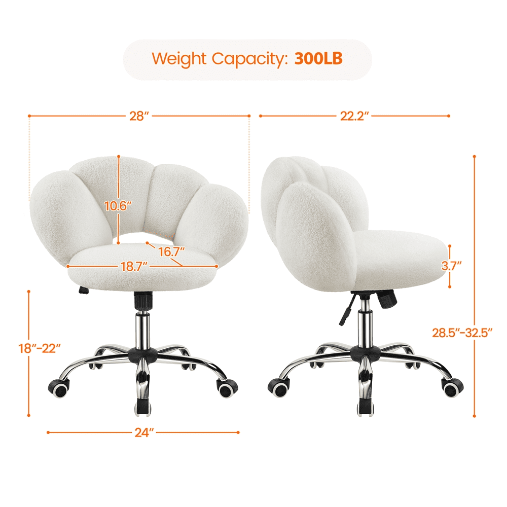 Yaheetech Upholstered Desk Chair with Cloud-shaped Backrest,White