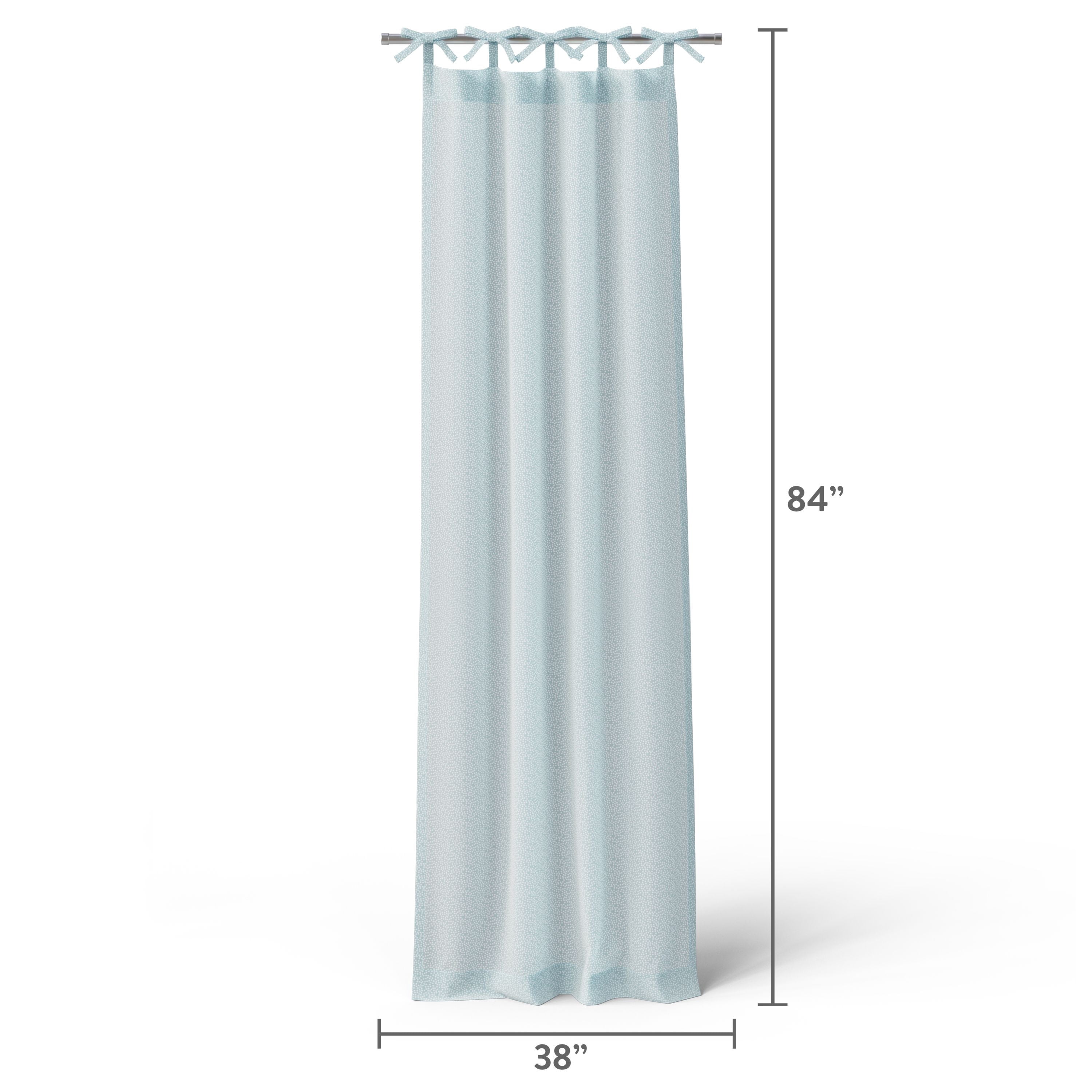 Mainstays Kids Aqua Blue Dotted Light Filtering Tie Top Single Curtain Panel, 38" W x 84" L