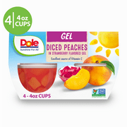 (4 Pack) Dole Peaches in Strawberry Gel Flavored, 4 oz