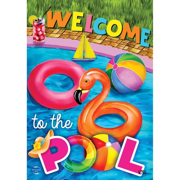 Briarwood Lane House Flag 40x28 For Outdoor Welcome To the Pool Summer For Summer House Flag