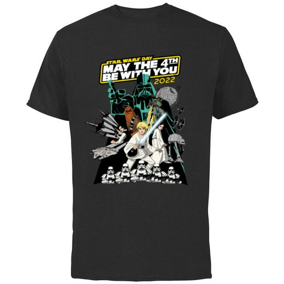 Star Wars Cartoon May the 4th Be With You 2022 - Short Sleeve Cotton T-Shirt for Adults - Customized-Black