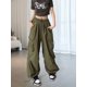 thumbnail image 5 of Pantalones Cargo para Mujer, Pantalones Casuales de Senderismo, Pantalones Holgados Y2K de Cintura Alta con Múltiples Bolsillos Verde 5XL, 5 of 9