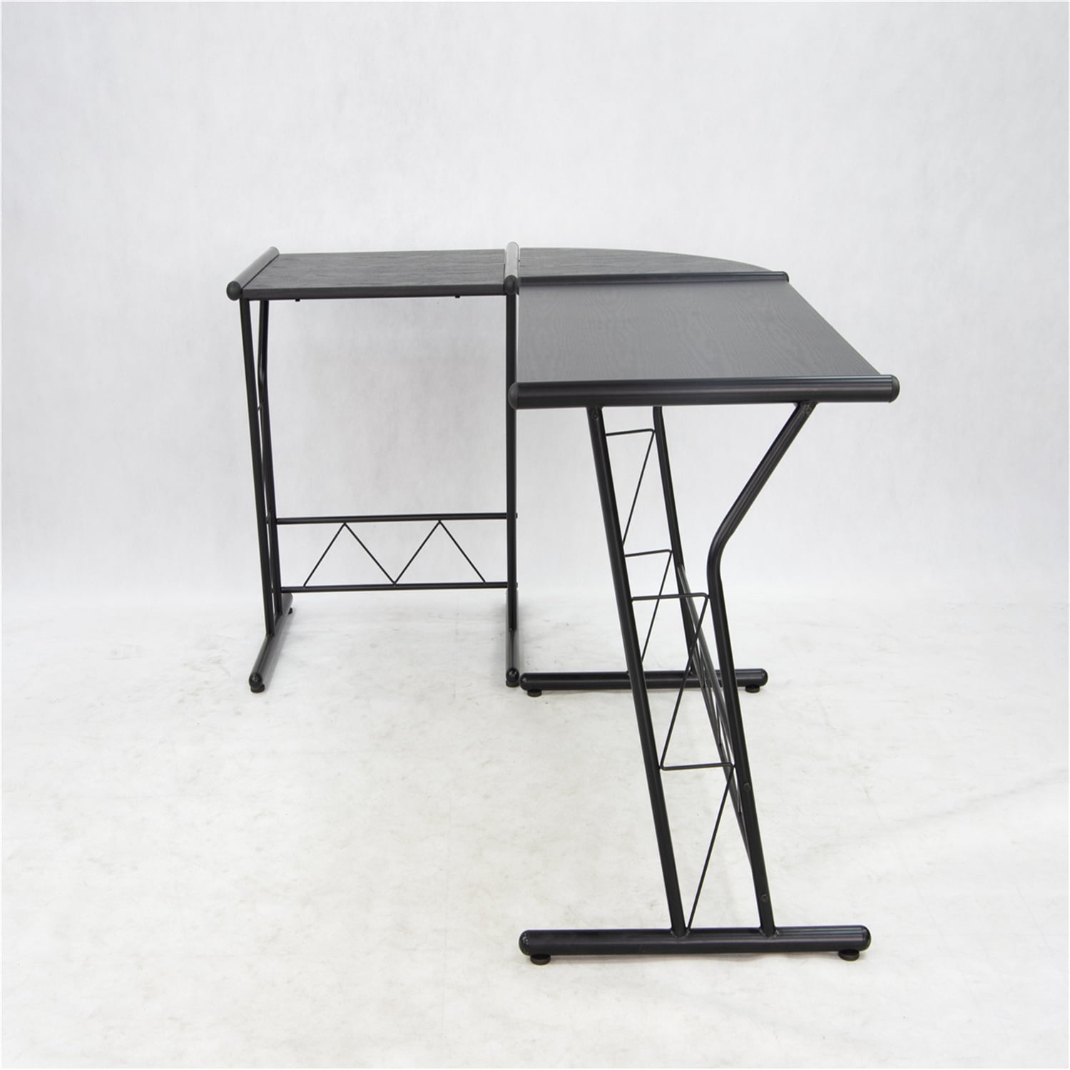 Kepooman L Shaped Desk, Round Corner Computer Desk Gaming Table Workstation for Home Office, Black Kepooman L Shaped Desk, Round Corner Computer Desk Gaming Table Workstation for Home Office, Black