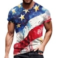 thumbnail image 2 of NAMTYQX 4th of July Camisetas para hombres Lounge Loose American Flag Print Dark Blue Size 2XL, 2 of 5