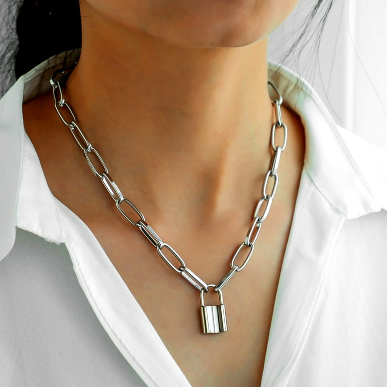 Chain Link Necklace With Lock