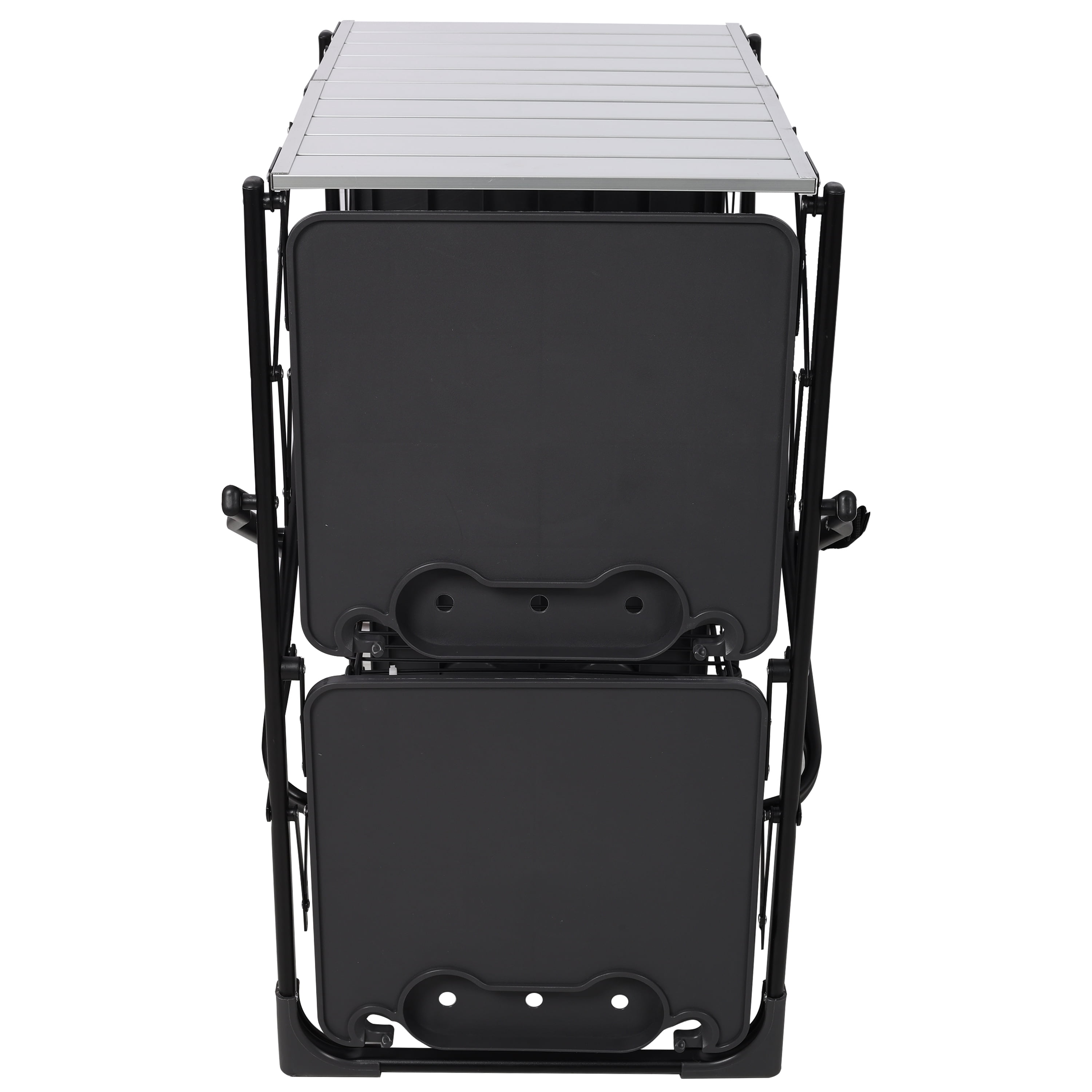 Folding Camping Kitchen Table - Portable Outdoor Cooking Station with Heat Resistant Top, 4 Side Tables, Storage Rack for Picnics & Camping Trips