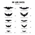 thumbnail image 2 of HIBIBUD 2026 New 3D Bat Design Led Decoration,3D Bats Halloween Wall Decor with 10 Forms&5 Sizes,Lighted Stickers Halloween Decorations Bats Light,Hanging Wall Luminous Glow Clings for Home,24Pcs, 2 of 7