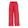 thumbnail image 5 of BLOCLOALO Baggy Pants Wide Leg Pants Women's Boho Embroidered Linen Palazzo Pants Wide Leg Cropped Pant Casual Flowy Mid Waist Trousers Pants Flowy Pants Lounge Pants Comfortable Pants Red Xl, 5 of 5