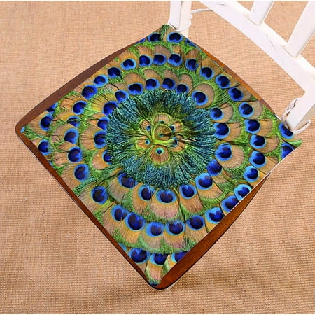 

PKQWTM Peacock Feathers Chair Pads Chair Mat Seat Cushion Chair Cushion Floor Cushion Size 18x18 inches