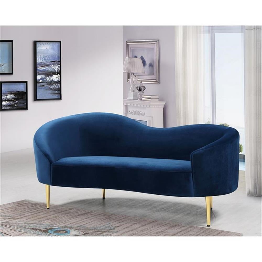 Meridian Furniture Ritz Contemporary Velvet Loveseat in Navy