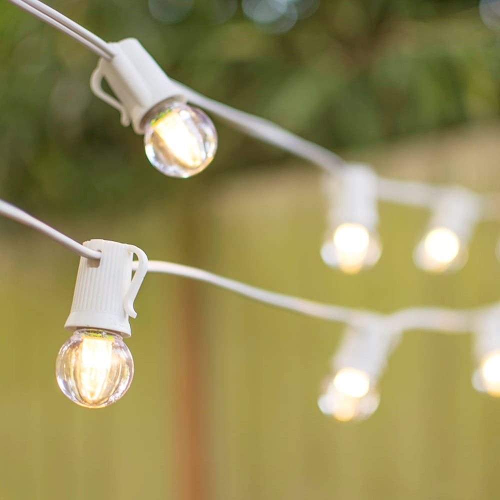 Outdoor String Lights LED Globe String Lights G30 Bulb 25 Ft White C9