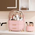 thumbnail image 3 of Makeup Organizers and Storage Make up Organizer for Vanity Cosmetics Skincare With Lid and Drawers Display Cases for Countertop Bathroom Women Teenager Girl Gifts(Pink+Brush Holder), 3 of 10