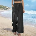 thumbnail image 6 of Casual Baggy Pants for Women Wide Leg Loose Palazzo Pants with Pocket Drawstring Elastic Waist Side Slit Lounge Trousers, Gray, M, 6 of 6