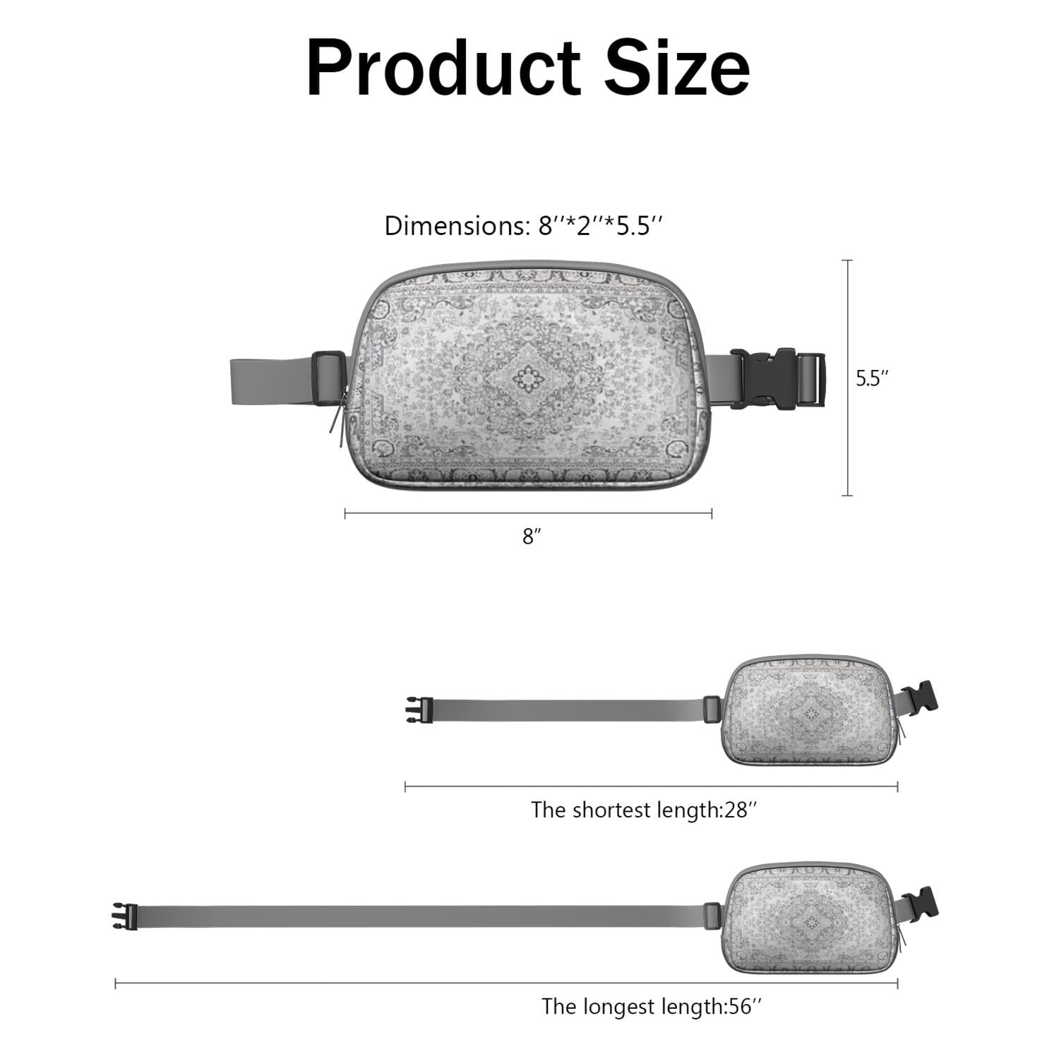 Mini Fanny Pack Boho Style Pattern Belt Bag for Women, Fashionable Waterproof Waist Pack with Adjustable Strap for Workout Running Traveling Hiking Cycling