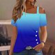 thumbnail image 1 of Fiudx Ofertas Flash Del Día Blusa con Botones de Manga Corta Halter con Hombros Descubiertos y Estampado para Mujer, 1 of 5
