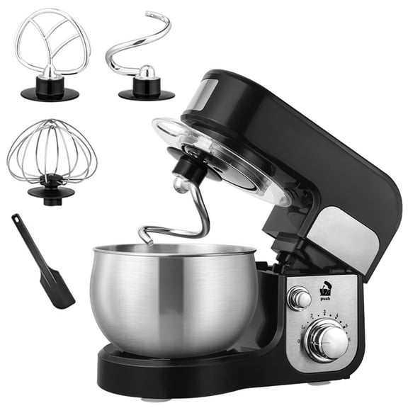 Stand Mixer, 3.2Qt Small Electric Food Mixer, 6 Speeds Portable Lightweight Kitchen Mixer for Daily Use with Egg Whisk, Dough Hook, Flat Beater, Scraper, Black