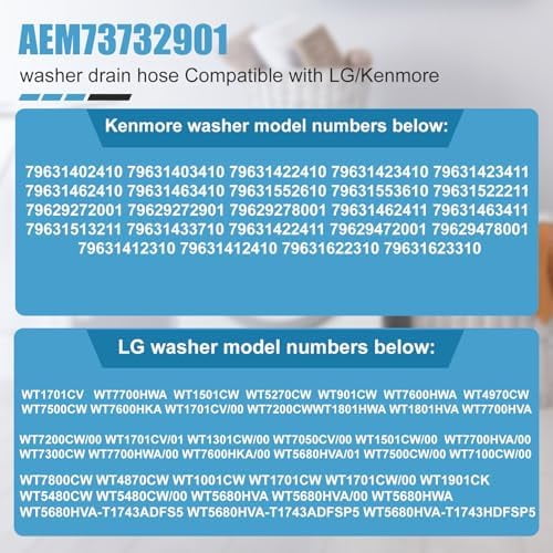 AEM73732901 Washer Drain Hose for LG Kenmore, Washing Machine Drain Hose Replacement, Replaces Parts Number AEM73732901 AEM74053001 MEGJ62685201 2702257 PS8749199 PS8749199$$Tools & Hardware Other