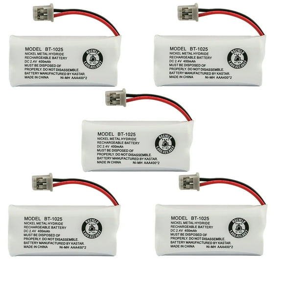 Kastar 5-Pack BT-1025 Battery Compatible with Uniden D1364-2 D1364-3 D1364BK D1384 D1384BK D1384-2 D1384-2BK D1384-3 D1384-4 D1384-4BK D1384-5 D1384-6 D1483BK D1483W D1660 D1660-2 D1660-2T D1660-3