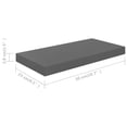 thumbnail image 7 of Floating Wall Shelf High Gloss Gray 19.7"x9.1"x1.5" MDF Grey, 7 of 7
