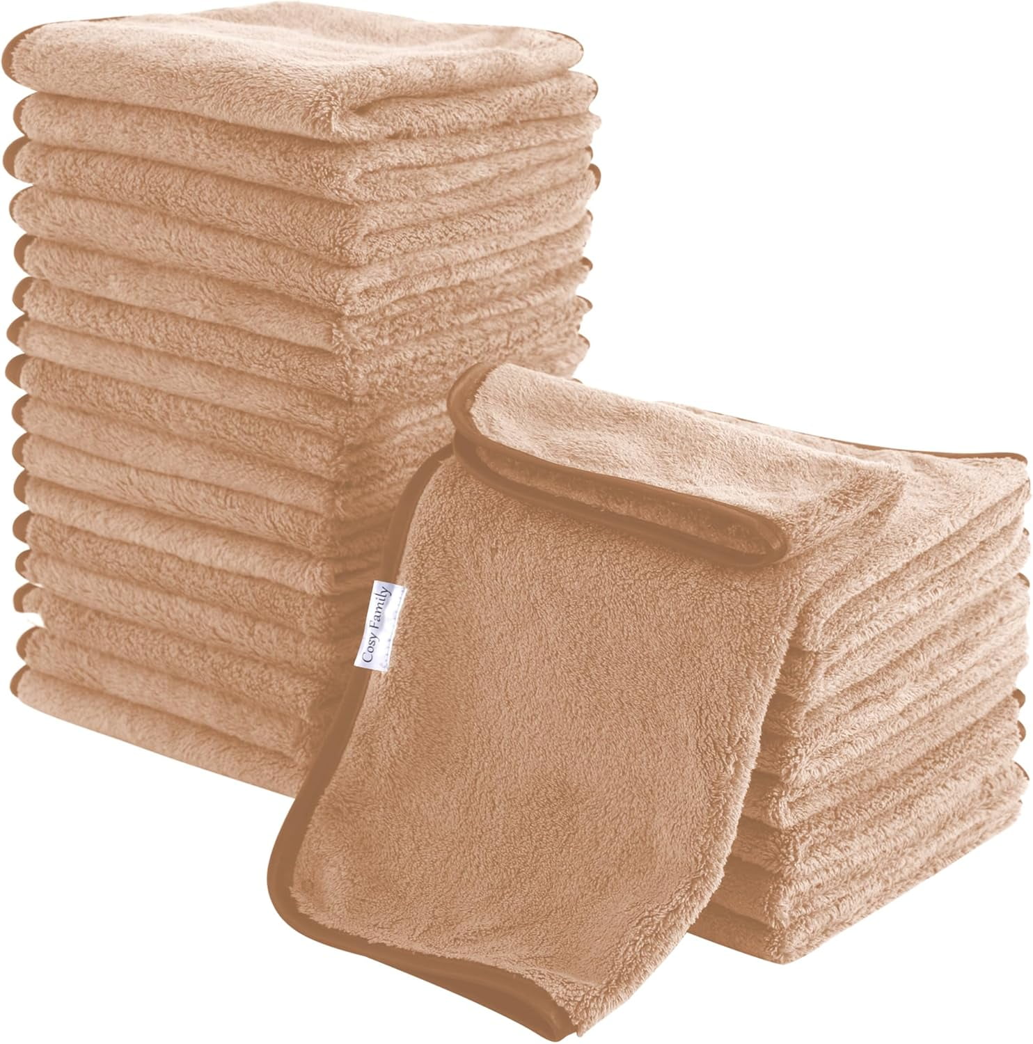 24 Pack Soft Washcloths Set 12x12 Inches Quick Drying Highly Absorbent Coral Velvet Towels for Bath Spa Facial Kitchen Warm Colors