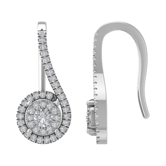 ARAIYA 10K White Gold Round Lab Grown Diamond Hook Earrings (5/8 cttw, VS Clarity, D-E Color)