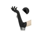 thumbnail image 3 of Women's Long Satin Finger Gloves with Tassels Arm Warmer Elbow Length Sleeves for Female Halloween Opera Dance Wedding Party Black, 3 of 6
