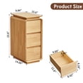 thumbnail image 3 of WIRRYTOR Mid-Century Modern Curved Edge Bedroom Nightstand, Narrow Wood Bedside Table with Floating Top, No Assembly 3 Drawer End Table, Natural, 3 of 9