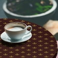 thumbnail image 2 of Ambesonne Fleur De Lis Fitted Round Tablecloth, Royal Pattern, 56"- 60" Diameter, Burgundy Earth Yellow, 2 of 5