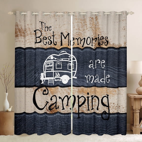 Erosebridal Cartoon Car Curtains and Drapes (38Wx54L),Happy Camping Blackout Curtains for Bedroom,Lodge Cabin Curtains Pack of 2 (38Wx54L),Boys Bedroom Decor