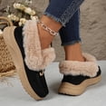 thumbnail image 6 of Black Womens Snow Boots Thick Sole Plus Velvet Warm Metal Buckles Furry Mouth Comfortable Wedge Heel Shoes Casual Winter Design Wear Size 37, 6 of 6