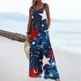 thumbnail image 7 of 4Th of July Jumpsuits for Women Dressy Square Neck Sleeveless Baggy Overalls with Pockets Casual Rompers, 7 of 7