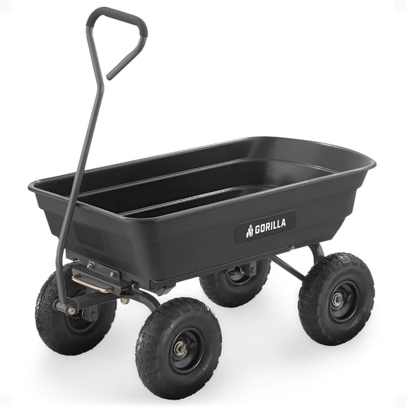 Gorilla Carts 4 Cu Ft Poly Garden Dump Cart with Quick-Release, 600 lb Capacity, Black