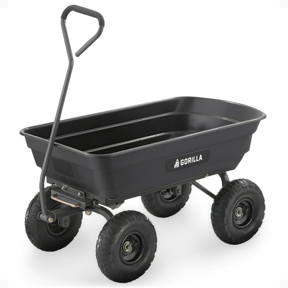 Gorilla Carts 4 Cu Ft Poly Garden Dump Cart with Quick-Release, 600 lb Capacity, Black