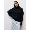 thumbnail image 2 of Women'S High Neck Sweaters Loose Fit Fall Winter Pullover Jumper Tops Black L, 2 of 6