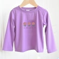 thumbnail image 2 of Toddler Cute Long Sleeve Tee, Girls Flower Printed Soft Cottons T-Shirt, Kids Lightweight Basic Crewneck Blouse Undershirts Tops Purple 3Y, 2 of 3