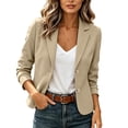 thumbnail image 2 of IUYRTFE Women Double Button Lapel Blazer Long Sleeve Slim Fit Casual Business Suit Jacket, 2 of 9