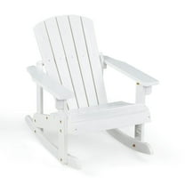 Topcobe Outdoor Wooden Kid Adirondack Rocking Chair with Slatted Seat, Toddler Living Room Chair-White