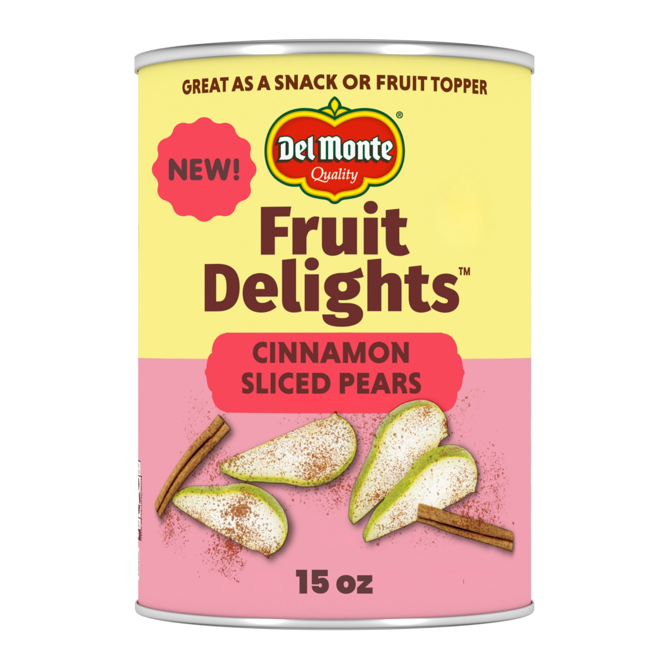 (12 pack) Del Monte® Fruit Delights Sliced Pears with Cinnamon in Extra Light Syrup, 15 oz. Can