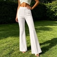 thumbnail image 5 of Women's Soft Stretchy Straight Leg Pants for Business Casual, Mid Elastic Waist with Slim Fit & Shaping, Multi-Pockets, Dressy Lounge Work Office, Womens Trousers | VerBelle,White XL, 5 of 7