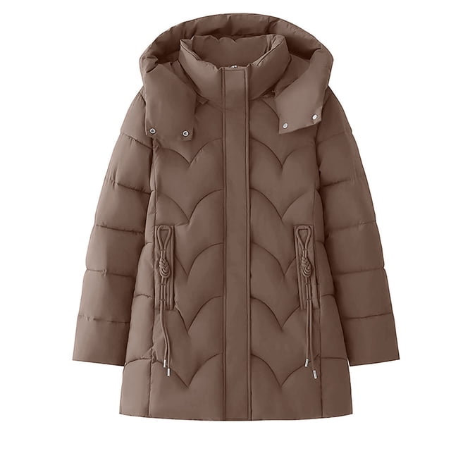 Économies Automne/hiver! srobpty Veste Matelassée à Manches Longues pour Femmes, Veste Décontractée à Capuche Colorée pour Dames Café, L