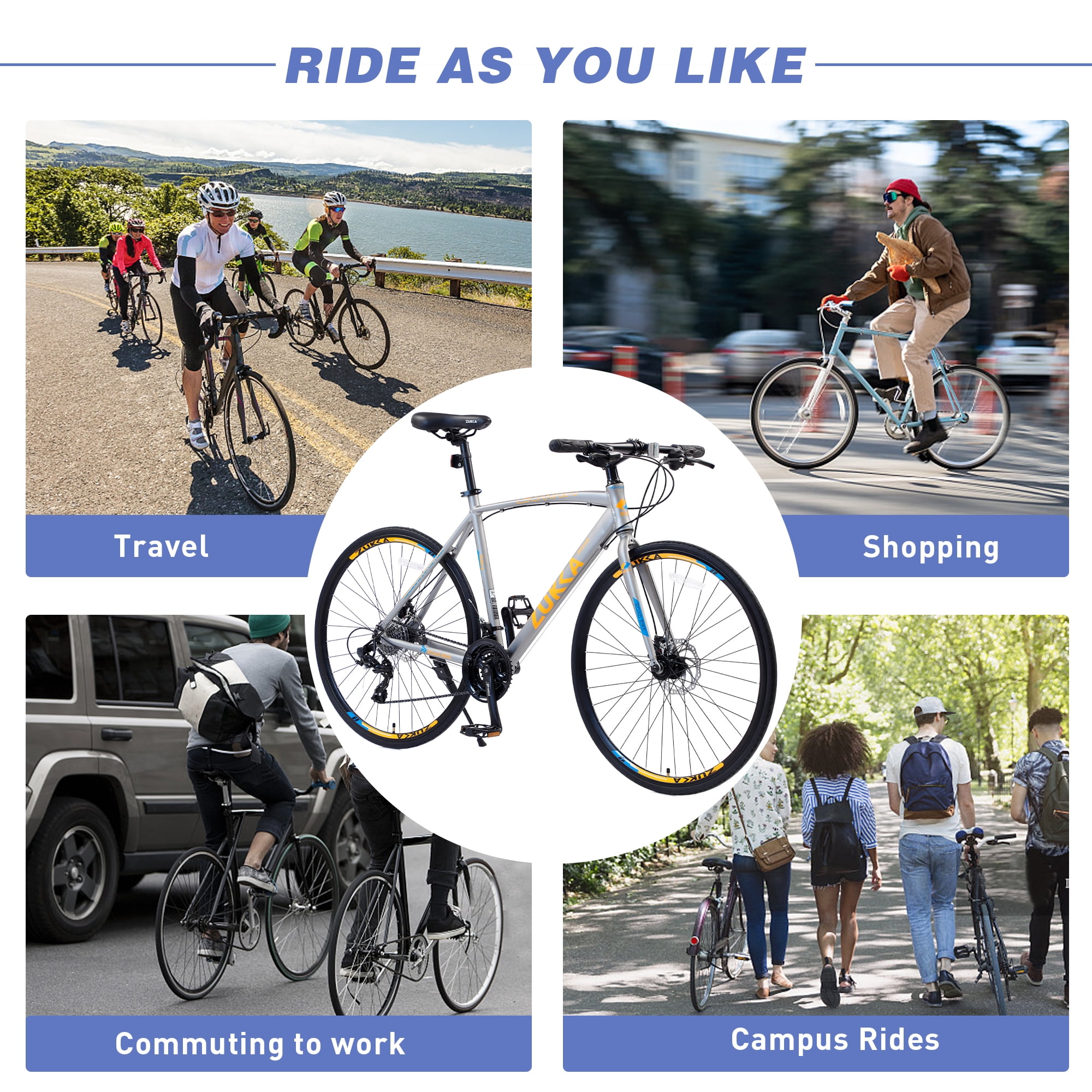 iYofe Hybrid Bike 700C for Men and Women, Shimano 24 Speed Road Bike, 85% Pre-assembled, City Bike Commuter Bike, Titanium