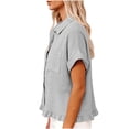 thumbnail image 7 of Endives Womens Button Down Shirt Summer Fashion Linen Shirt for Women Short Sleeve Shirt Casual Blouse Tops Spring Outfits Light Ashy, 7 of 7