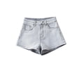 thumbnail image 6 of Women's Denim Shorts Blue High Waist Wide Shorts Harajuku Korean Style Y2k Casual Loose A-line Jeans Short Pants Summer New-Grey-S, 6 of 6
