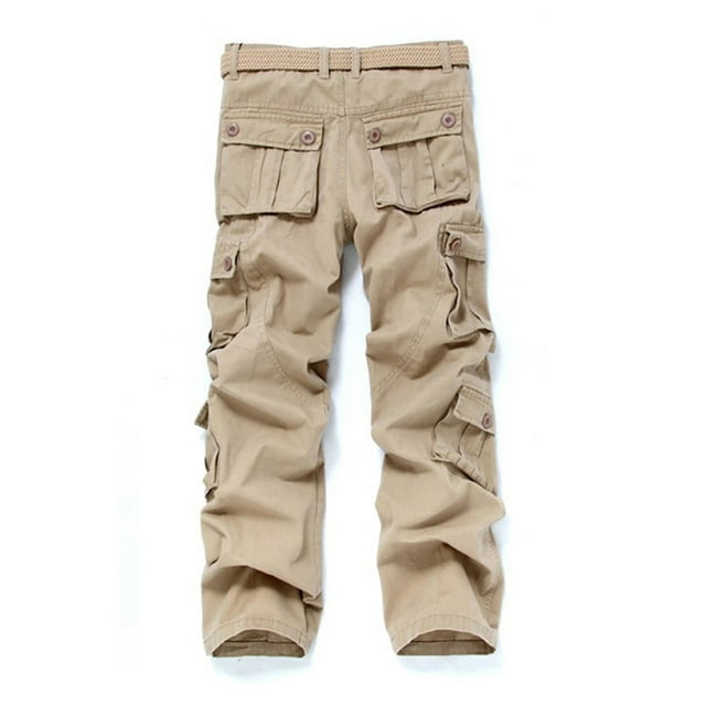 Pantalon Cargo de Travail pour Hommes Mode Décontractée en Coton à Multiples Poches pour l'Extérieur Pantalon Cargo Long