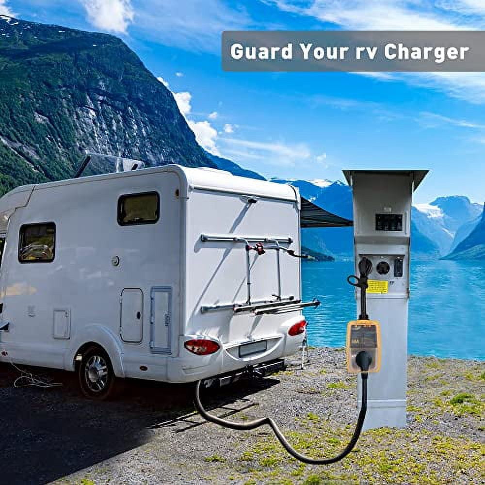 rv Surge Protector 30 Amp Smart RV Surge Protector with Waterproof Cover All-in-1 Circuit Analyzer Power Guard for RV,Camper, Trailer, Truck, Motorboat