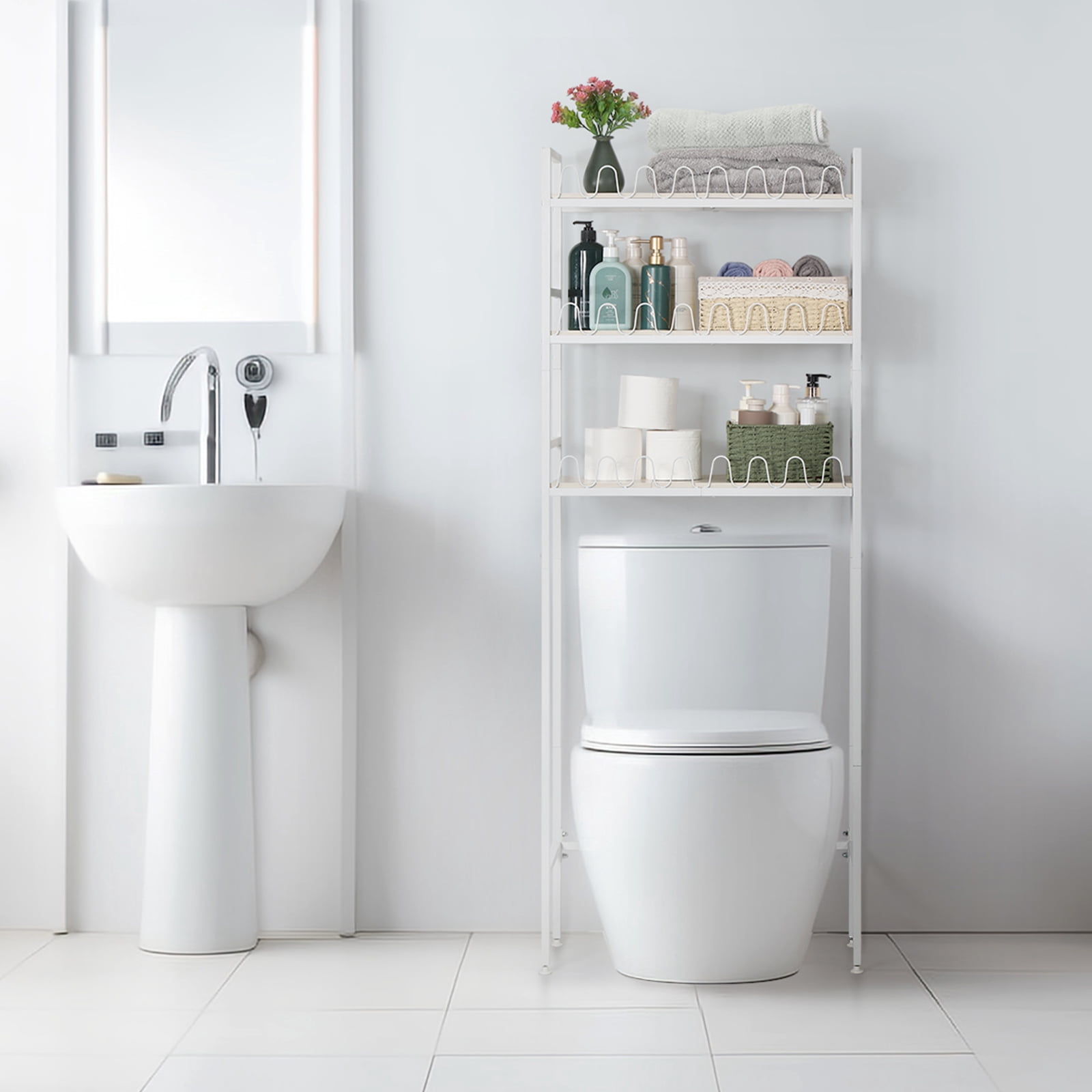 3-Tier Over The Toilet Storage Shelves Rack Heavy Duty Bathroom Organizer Metal