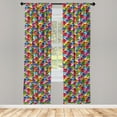 thumbnail image 3 of Ambesonne Colorful Curtains, Vintage Coffee House, Pair of 28"x95", Multicolor, 3 of 5