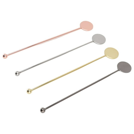 

Coffee Beverage Stirrers Cocktail Drink Swizzle Stick Easy Cleaning Corrosion Resistance 304 Stainless Steel 4pcs Handle For Restaurants