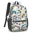 thumbnail image 2 of Monster Cartoon Truck Gray Pattern 17" Waterproof Oxford School Backpacks for Teens, S-Shape Padded Straps, for School, Travel, Hiking, Camping, 2 of 5